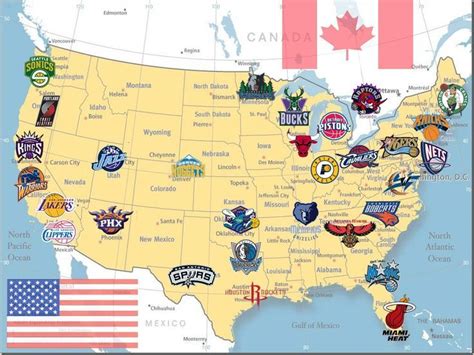 nba cities map|nba state map.